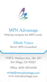 Mindy Vance, Senior Medical Provider Network (MPN) Consultant, Business Card